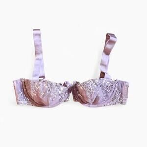 Victoria's Secret Mauve Pink and Gold Lace Balconette Unlined Bra